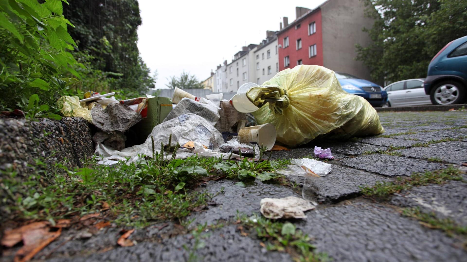 Müll liegt auf einem Fußgängerweg in Dortmund: Die Sammelaktion soll die Stadt vor sauber machen.