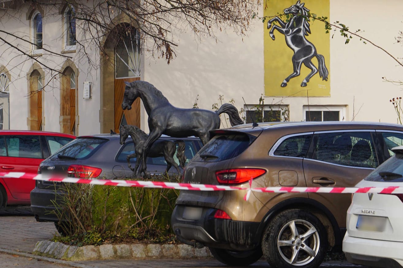 Absperrband vor einem Bauernhof in Güglingen, Baden-Württemberg: Dort ist in der Nacht zu Samstag ein 15-Jähriger erstochen worden.