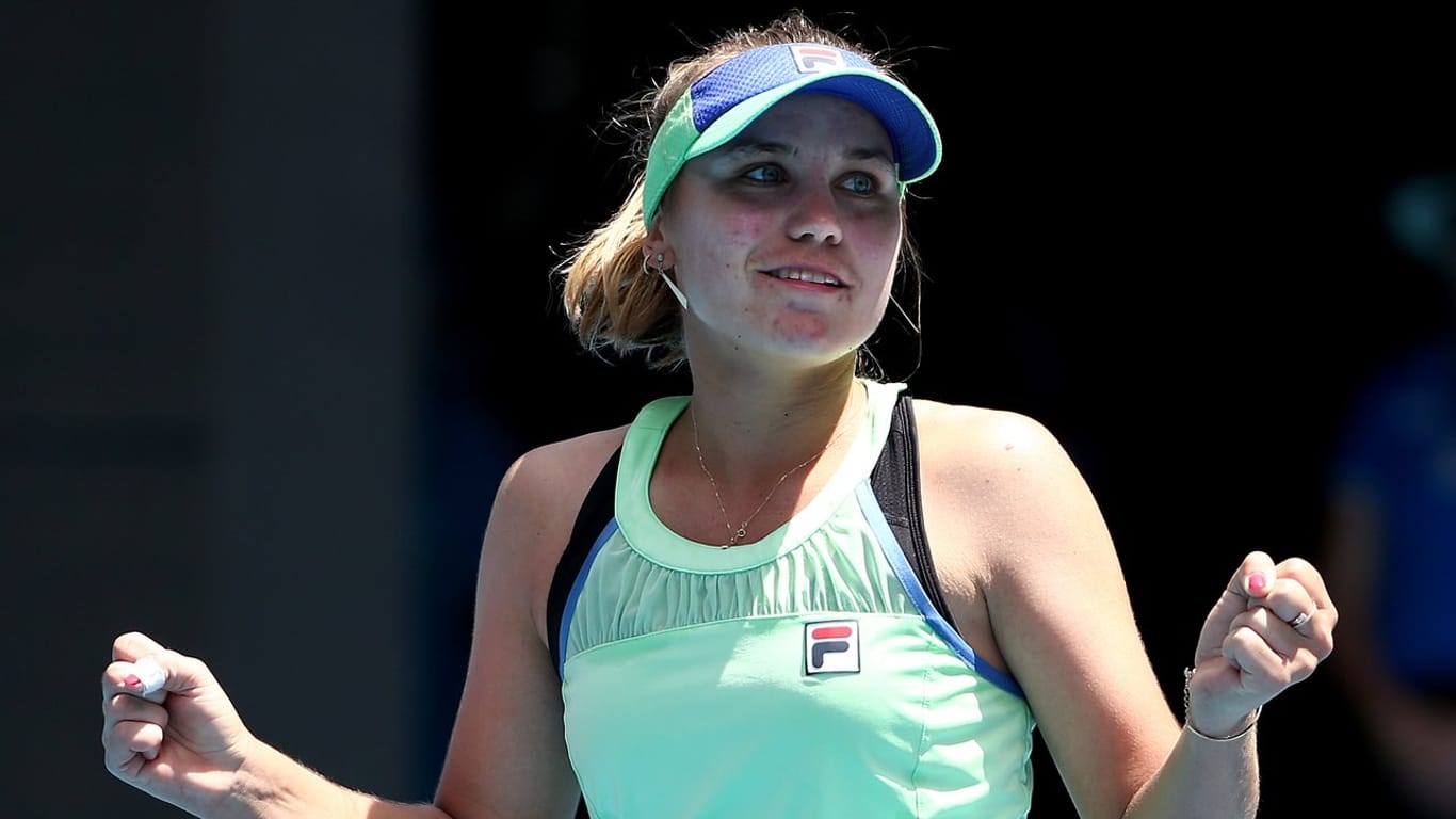 Die US-Amerikanerin Sofia Kenin freut sich in Melbourne über ihren Sieg.