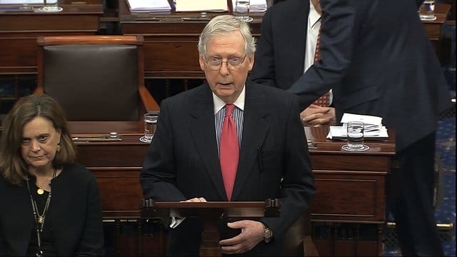 Laut Mitch McConnell gibt es im Senat momentan keine ausreichende Mehrheit, das Ansinnen der Demokraten zu blockieren. Laut Mitch McConnell gibt es im Senat momentan keine ausreichende Mehrheit, das Ansinnen der Demokraten zu blockieren.