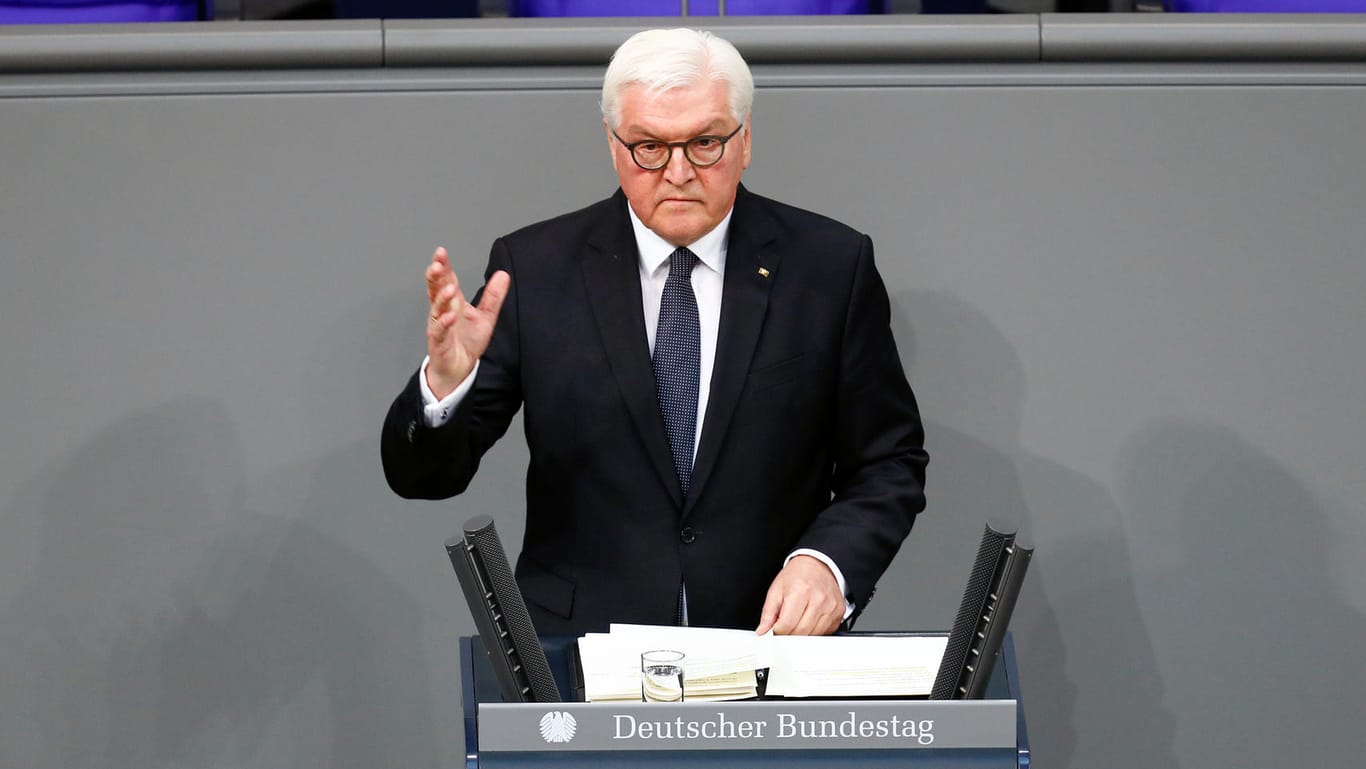 Bundespräsident Frank-Walter Steinmeier: Hier spricht er im Bundestag anlässlich des Auschwitz-Gedenkens.