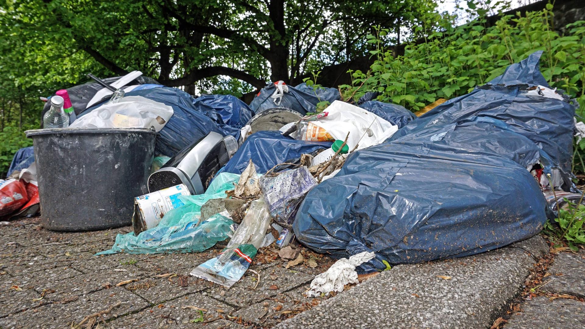 Illegaler Müll an einem Parkplatz (Symbolbild): Die Stadt geht gegen solche Ablagerungen vor. Illegaler Müll an einem Parkplatz (Symbolbild): Die Stadt geht gegen solche Ablagerungen vor.