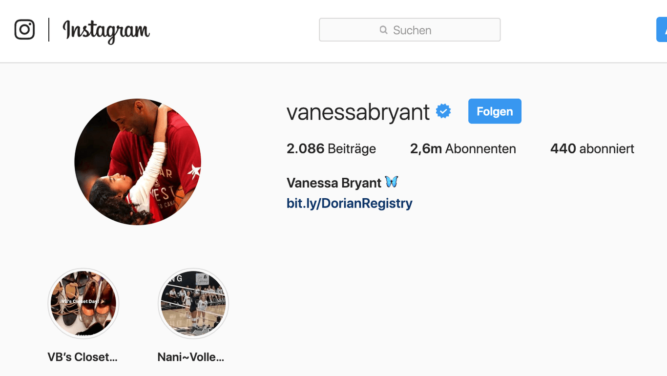Vanessa Bryant: Kobe Bryants Ehefrau teilte ein Bild von ihrem verstorbenen Mann und ihrer Tochter.