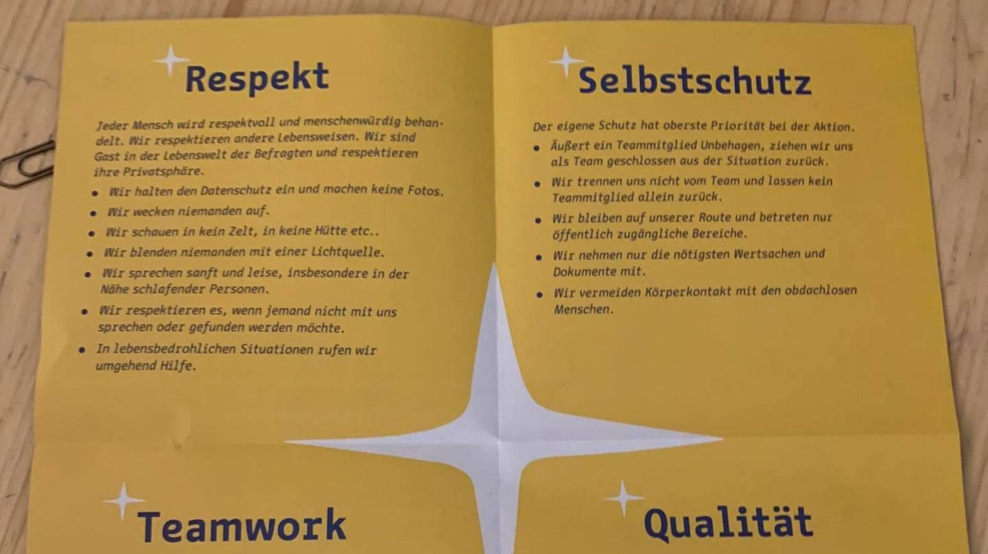 Flyer mit Hinweisen zur Obdachlosenzählung.