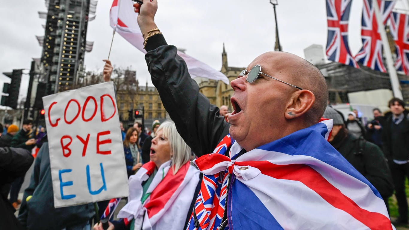 Brexit-Befürworter in London: Nur ein Teil der Briten feiert den EU-Austritt nach jahrelanger Hängepartie.