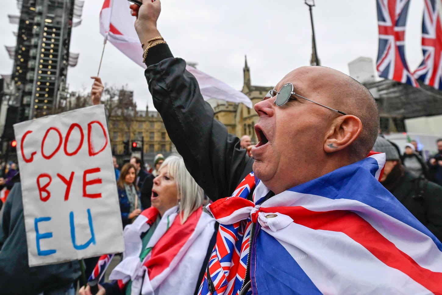 Brexit-Befürworter in London: Nur ein Teil der Briten feiert den EU-Austritt nach jahrelanger Hängepartie.