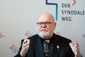 Kardinal Reinhard Marx, Vorsitzender der Deutschen Bischofskonferenz, auf einer Pressekonferenz während der ersten Versammlung des Synodalen Wegs in Frankfurt.