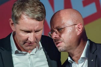 Der Thüringer AfD-Landesvorsitzende Björn Höcke und Andreas Kalbitz, Landesvorsitzender in Brandenburg.