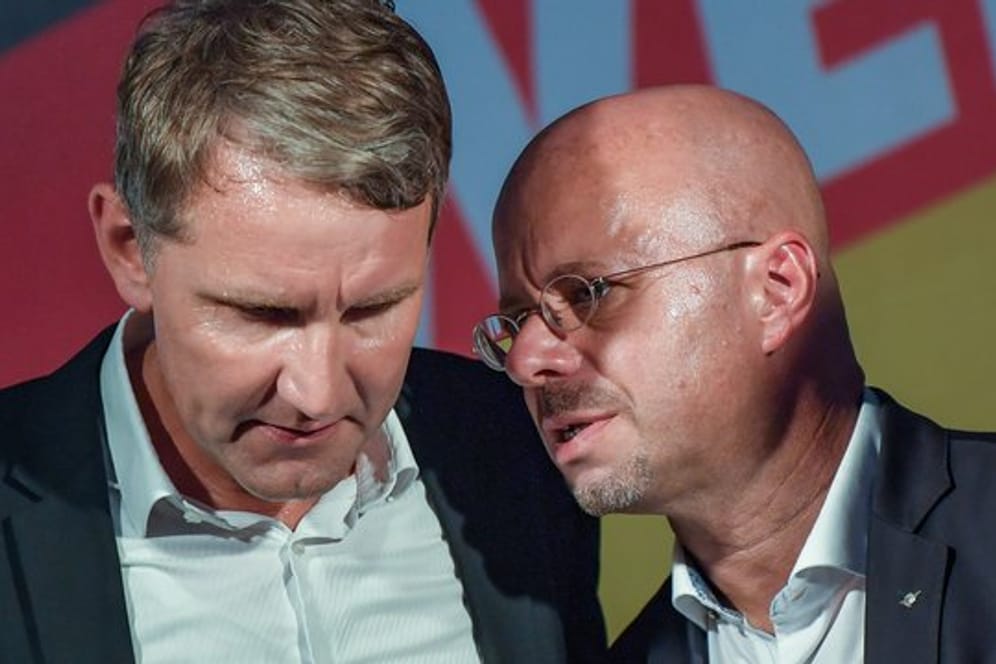 Der Thüringer AfD-Landesvorsitzende Björn Höcke und Andreas Kalbitz, Landesvorsitzender in Brandenburg.