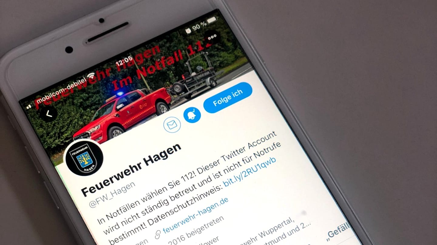 Der Twitter-Account der Feuerwehr Hagen: Hier will die Behörde am 11. Februar 24 Stunden live über ihre Einsätze twittern.