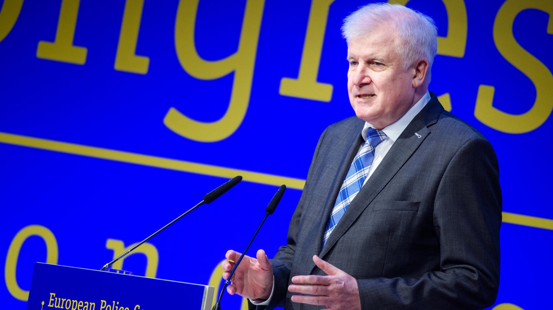 Innenminister Horst Seehofer (CSU) spricht während des 25. Europäischen Polizeikongress.