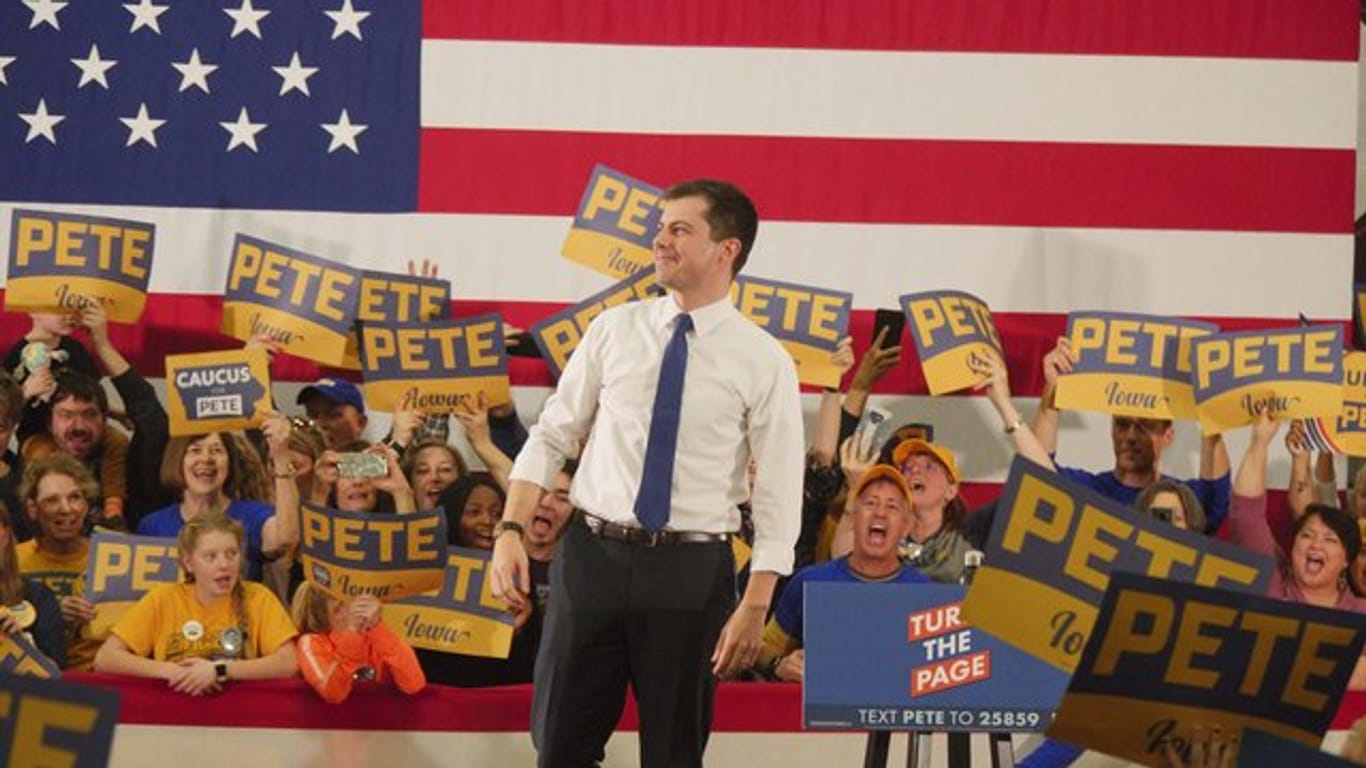 Der demokratische Präsidentschaftskandidat Pete Buttigieg bei einer Wahlkampfveranstaltung in Des Moines.