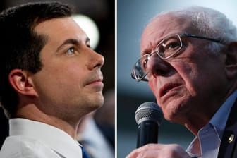 Pete Buttigieg und Bernie Sanders: Die beiden demokratischen Präsidentschaftskandidaten liefern sich in Iowa ein Kopf-an-Kopf-Rennen.