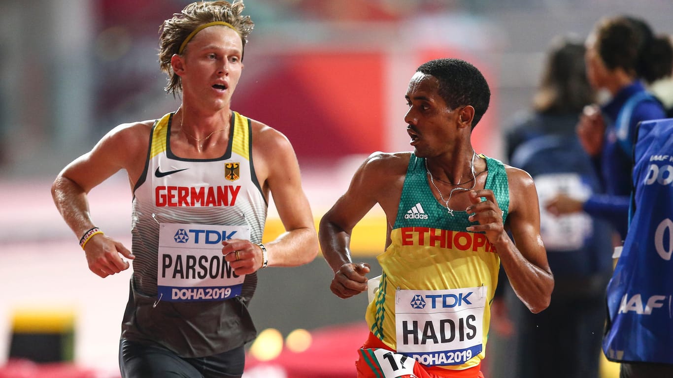 Abadi Hadis (r.) neben dem Deutschen Sam Parsons: Auch bei der Leichtathletik-WM war der Äthiopier dabei.