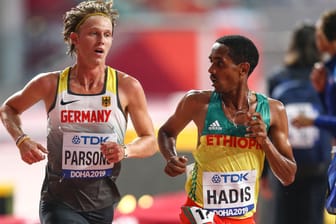 Abadi Hadis (r.) neben dem Deutschen Sam Parsons: Auch bei der Leichtathletik-WM war der Äthiopier dabei.