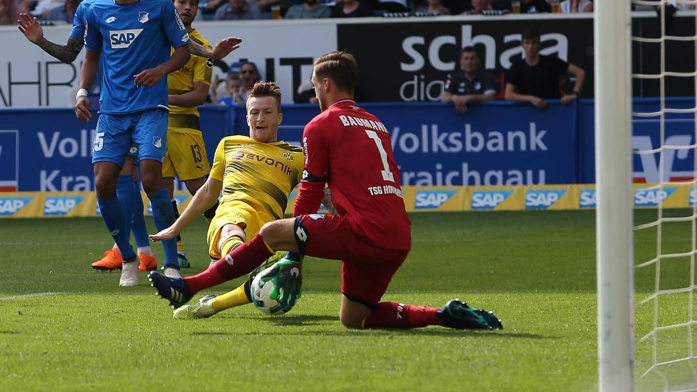 Mai 2018: Reus überwindet Hoffenheim-Keeper Baumann: Es ist das einzige Bundesligaspiel in den letzten fünf Jahren, in dem er trifft und sein Team verliert.