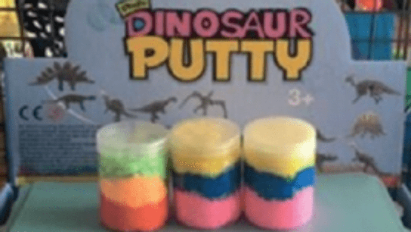 Dinosaur Bouncing Putty: Der Spielzeugschleim enthält zu viel Borsäure, was zu gesundheitlichen Folgen führen kann.