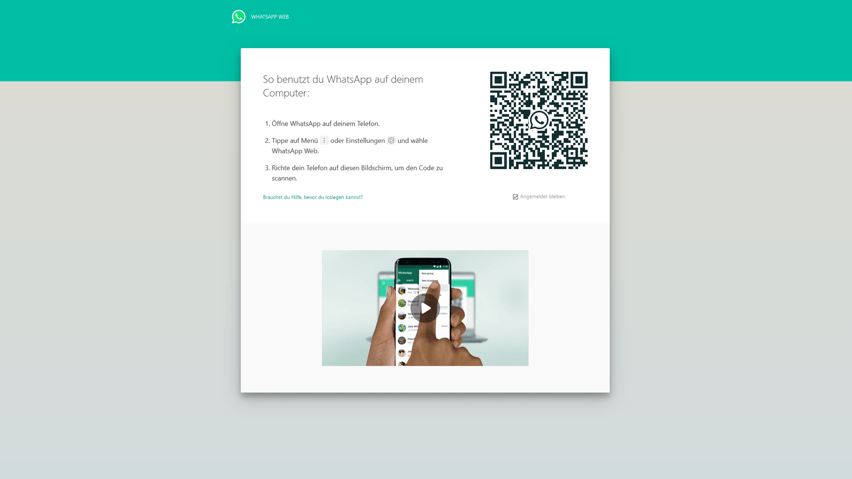 Screenshot WhatsApp Web: Auch über den Browser lässt sich auf den Chatdienst zugreifen.