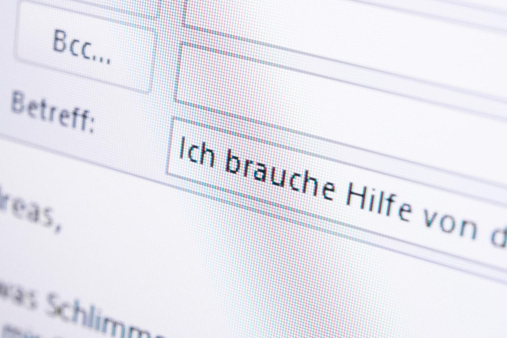 Betreffzeile mit dem Text "Ich brauche Hilfe von dir": Onlinebetrüger verschicken gefälschte E-Mails.