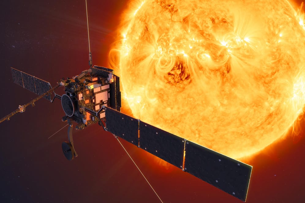 Eine Grafik der "Solar Orbiter": Die Sonde soll die innere Heliosphäre untersuchen, die stark vom Sonnenwind, den solaren Magnetfeldern und energetischen Teilchen bestimmt ist.