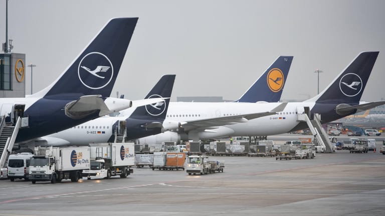 Maschinen der Lufthansa auf dem Frankfurter Flughafen: Der Flugverkehr musste nach der Sichtung einer Drohne vorerst eingestellt werden.