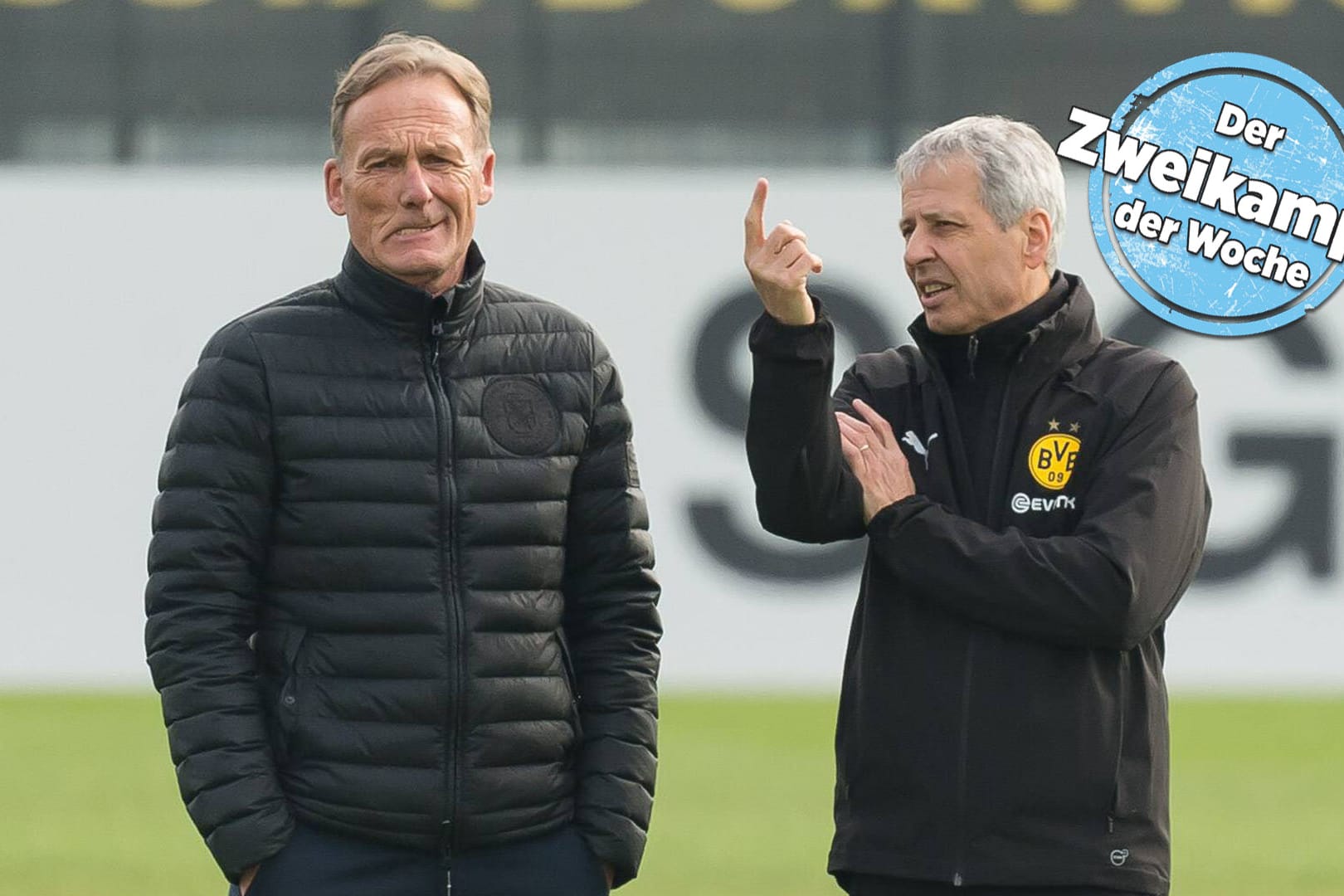 Arbeiten seit knapp anderthalb Jahren zusammen: BVB-Boss Hans-Joachim Watzke und Dortmunds Cheftrainer Lucien Favre (r.).