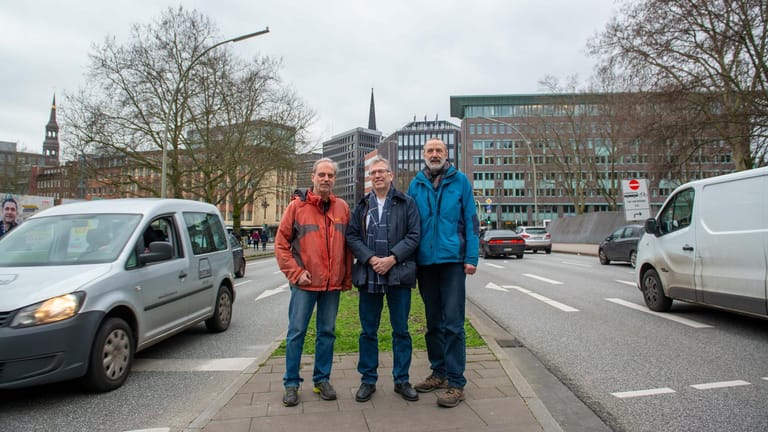 Klimaschützer Joachim Lau, Jochen-Carl Müller, Bernd Kroll (v. l.): "Mit 'bitte, bitte' sagen, kommen wir nicht weiter."