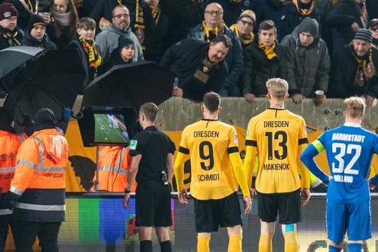Schiedsrichter Michael Bacher erkannte nach Videobeweis das Tor zum 3:3 wieder ab.