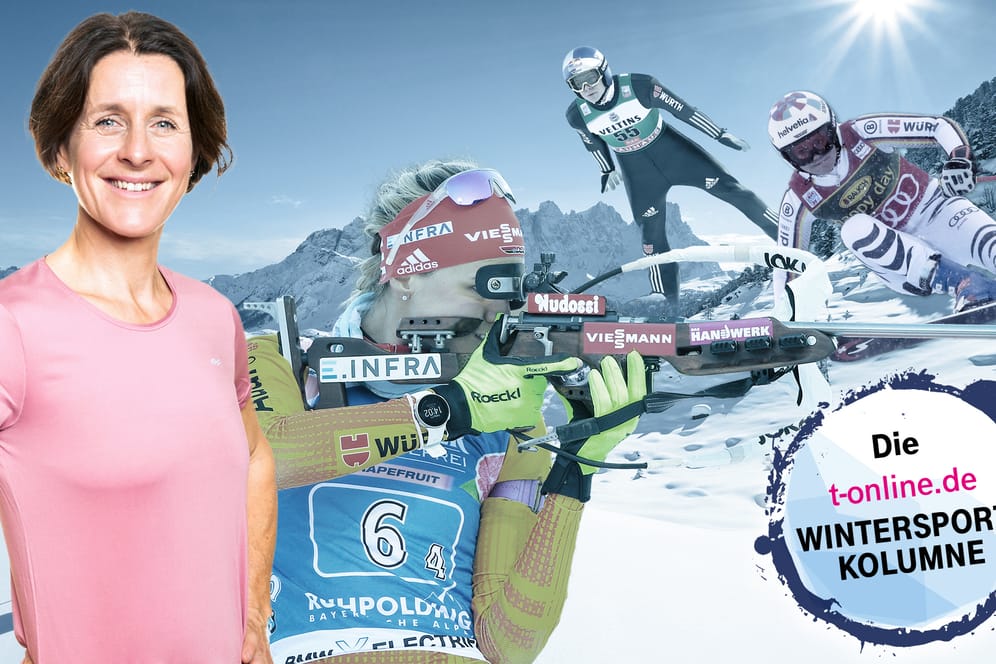 t-online.de-Kolumnistin Uschi Disl (l.) traut dem deutschen Team um Denise Herrmann (M.) bei der Biathlon-WM einiges zu.