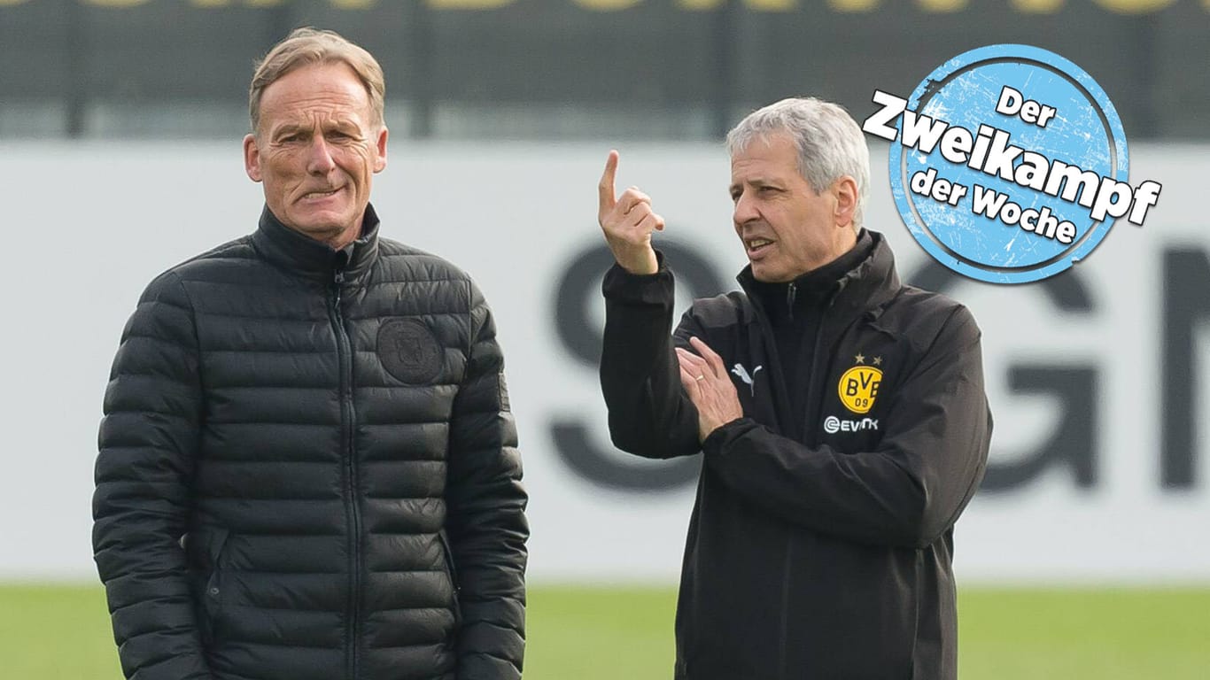 BVB-Boss Hans-Joachim Watzke (l.) und Trainer Lucien Favre.