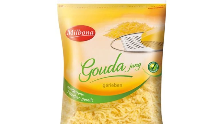Lidl ruft den Kunden den Käse "Milbona Gouda jung gerieben" zurück.