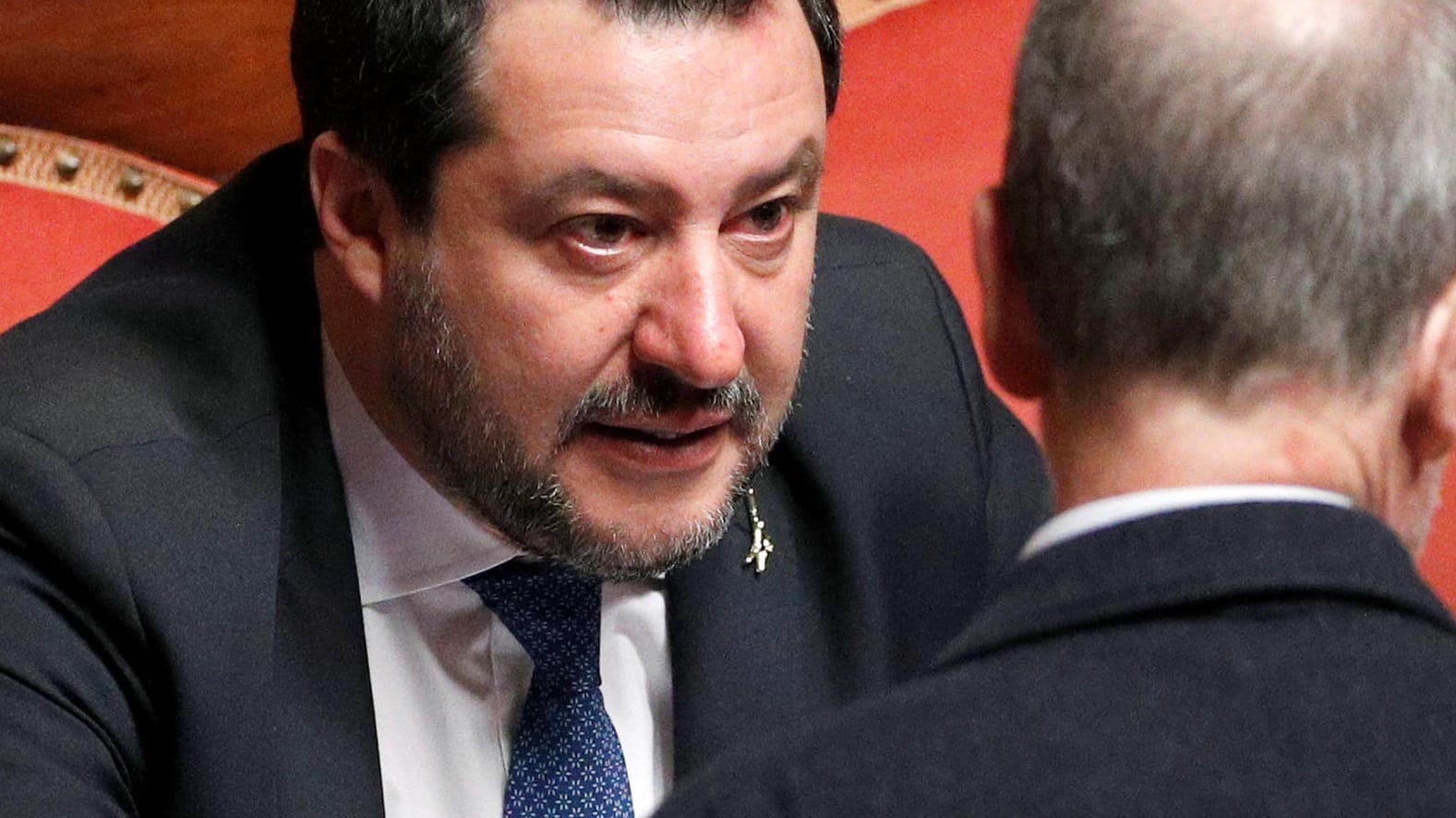 Matteo Salvini im Senat in Rom: Bei einer Verurteilung drohen dem Chef der rechtsextremen Lega bis zu 15 Jahre Haft.