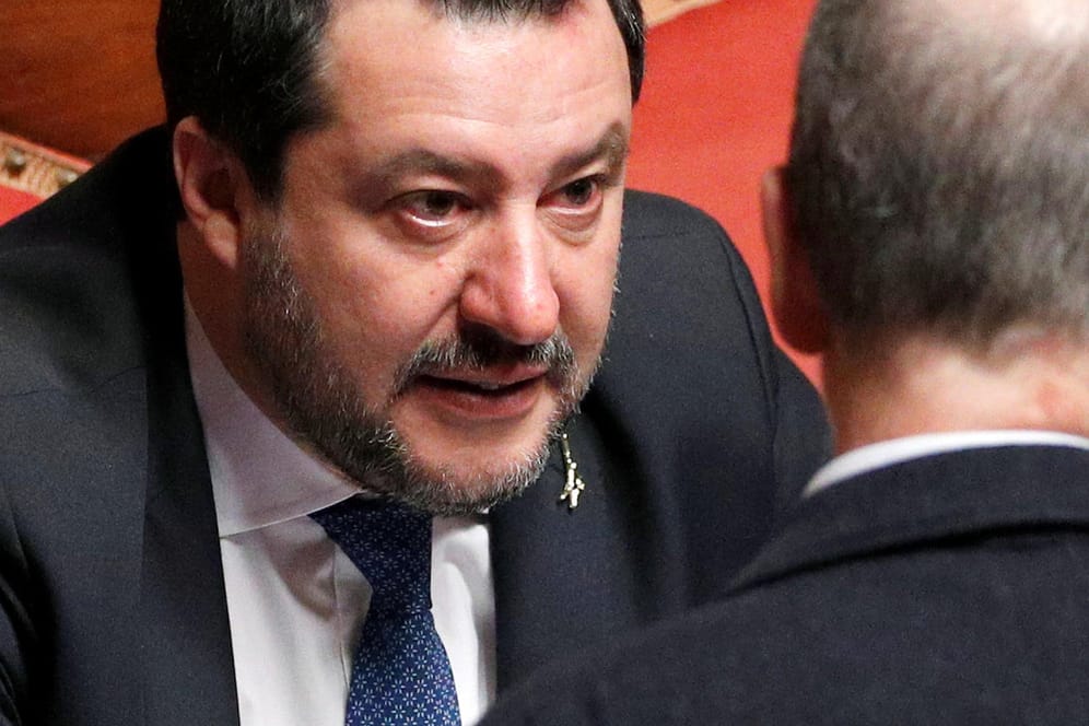 Matteo Salvini im Senat in Rom: Bei einer Verurteilung drohen dem Chef der rechtsextremen Lega bis zu 15 Jahre Haft.