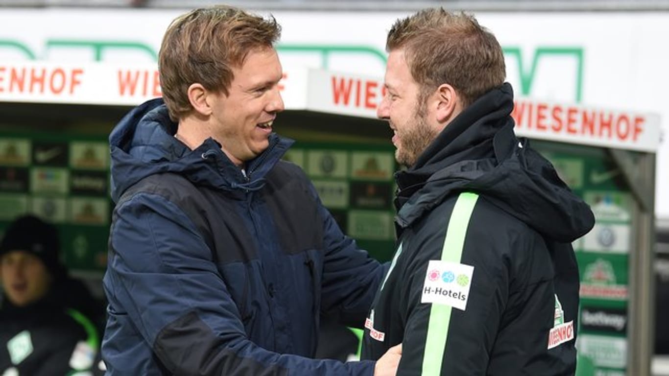 Fühlt mit Werder-Kollegen Florian Kohfeldt (r): RB-Coach Julian Nagelsmann.