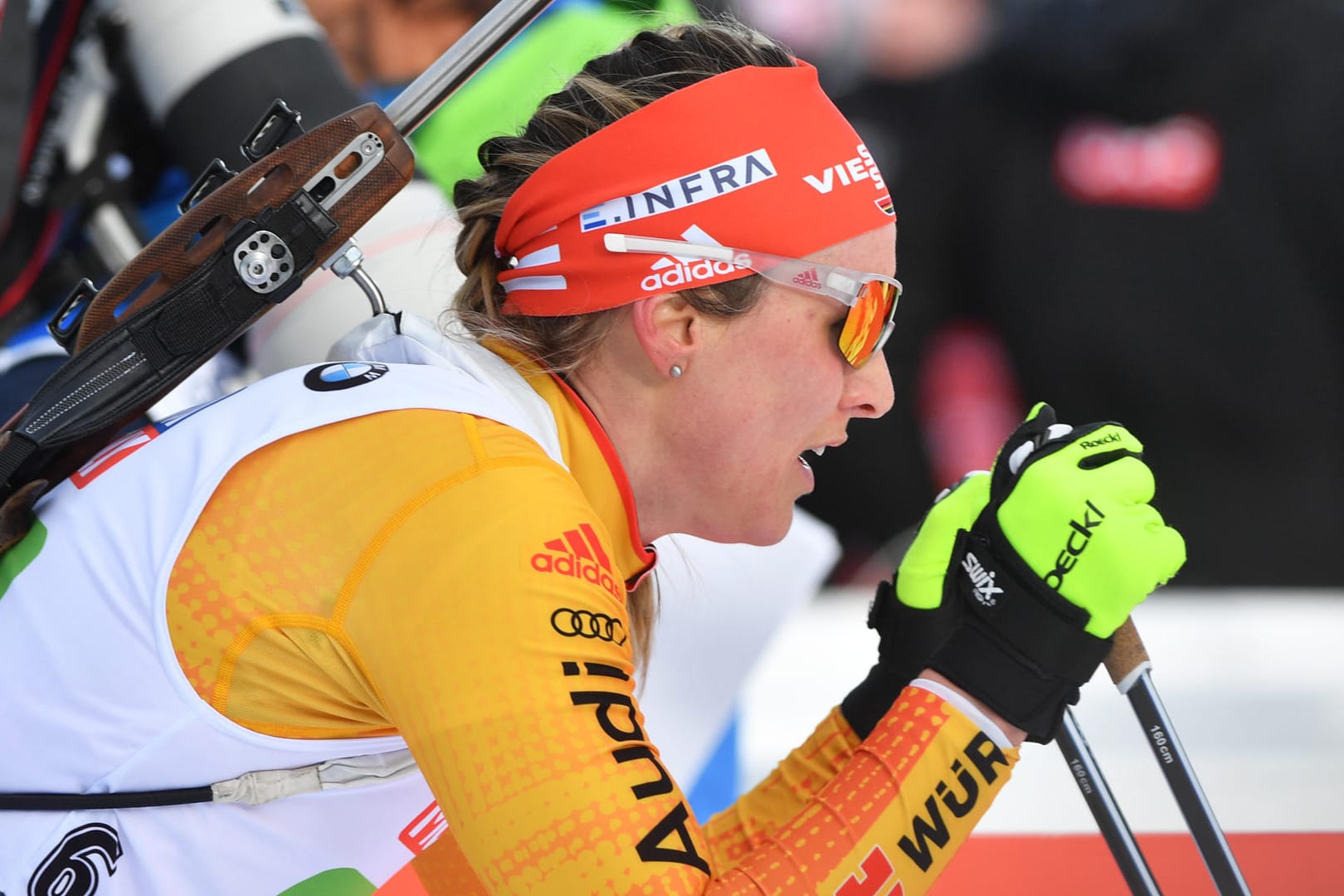 Denise Herrmann: Die deutsche Biathletin enttäuschte am Schießstand.