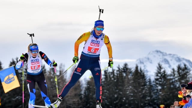 Franziska Preuß startet die deutsche Mixed-Staffel.