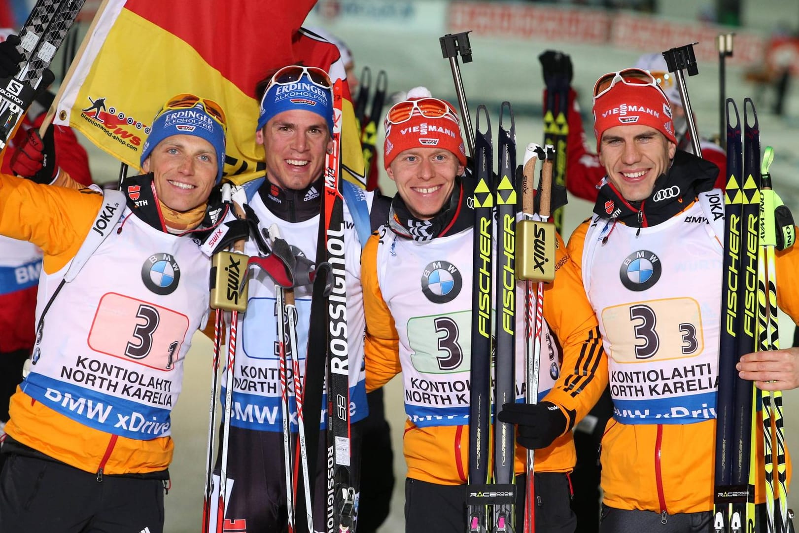 Die deutschen Biathleten: Erik Lesser, Simon Schempp, Daniel Boehm und Arnd Peiffer (l.n.r.).