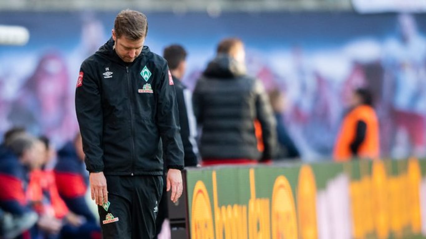 Bremens Trainer Florian Kohfeldt war nach der Niederlage in Leipzig bedient.