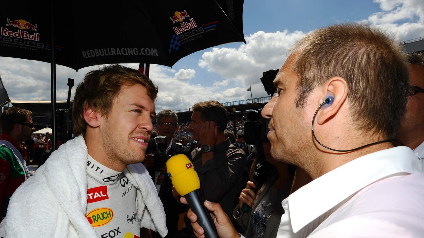 Seit Jahren ein wichtiger Teil der Formel-1-Berichterstattung: RTL-Report Kai Ebel (r.) mit Sebastian Vettel (l.).