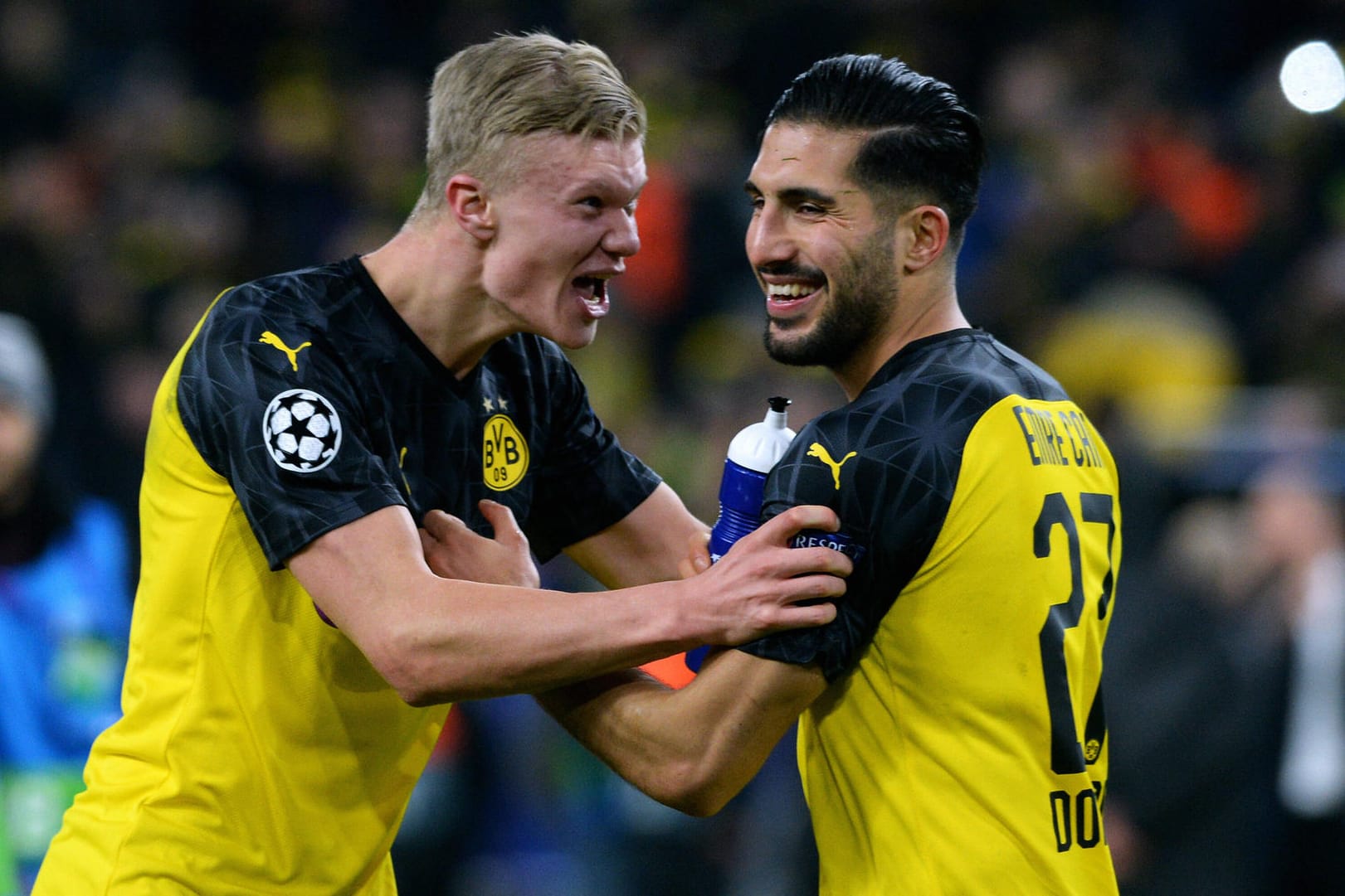 BVB: Emre Can (r.) und Erling Haaland bejubeln den Sieg über PSG.