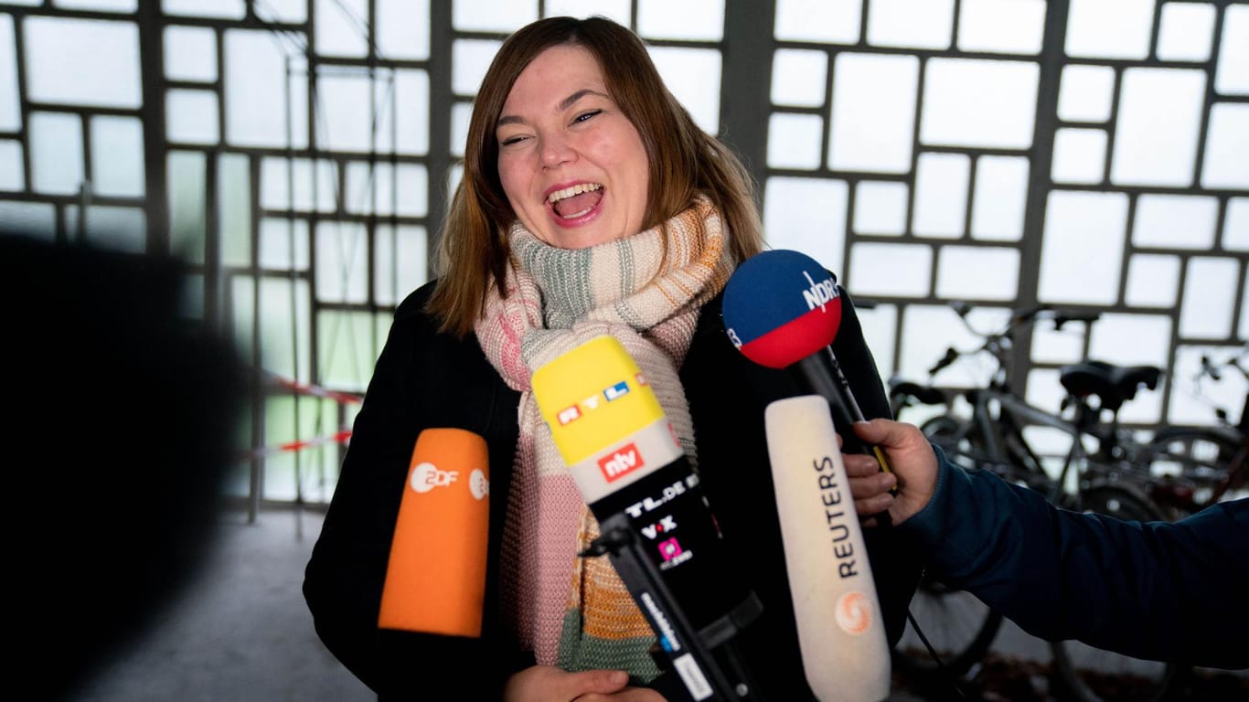 Katharina Fegebank (Bündnis 90/Die Grünen) nach ihrer Stimmabgabe in Hamburg: Die Grünen lagen in den Umfragen vor der Wahl auf Platz zwei hinter der SPD.