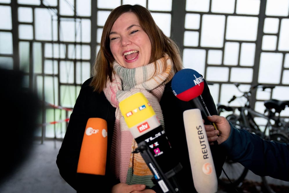 Katharina Fegebank (Bündnis 90/Die Grünen) nach ihrer Stimmabgabe in Hamburg: Die Grünen lagen in den Umfragen vor der Wahl auf Platz zwei hinter der SPD.
