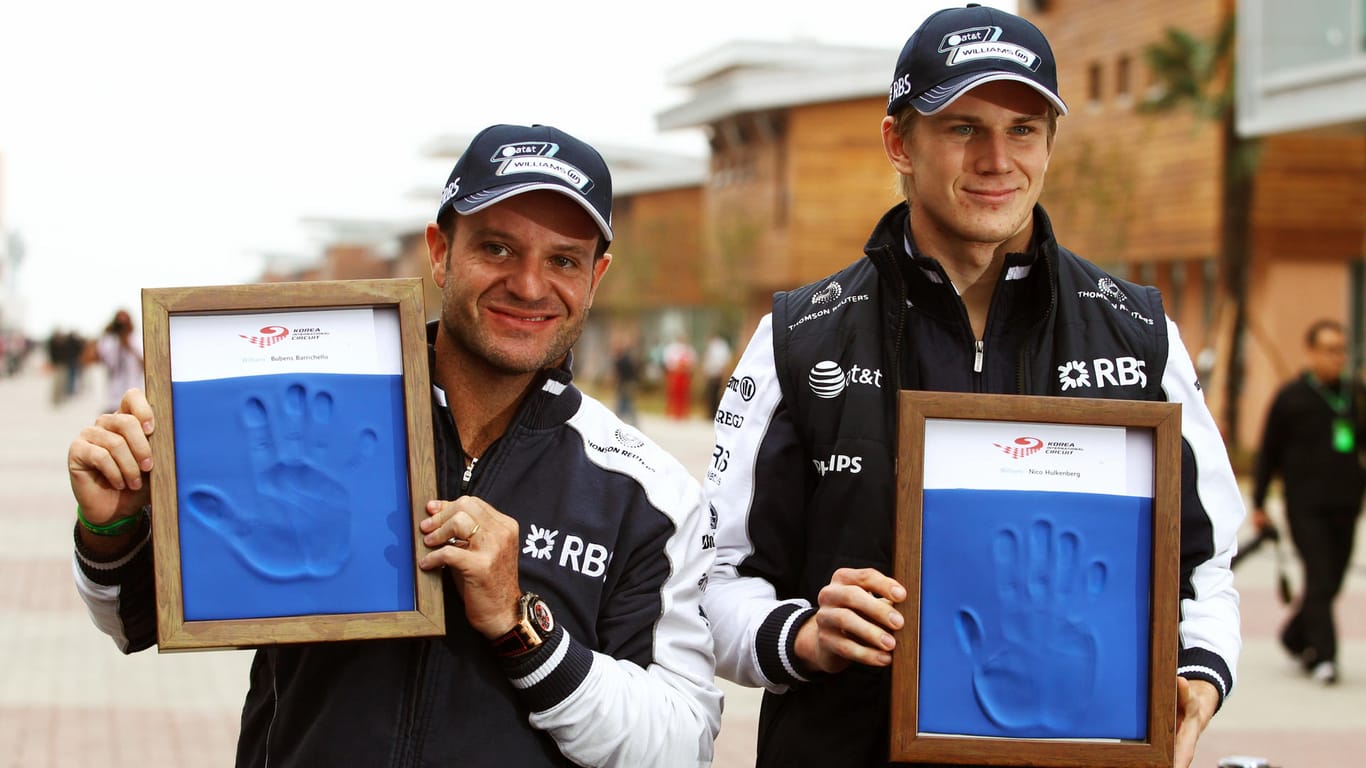 Erstes Jahr mit einer Legende: Rubens Barrichello (li.) war 2010 erster Teamkollege von Hülkenberg bei Williams.