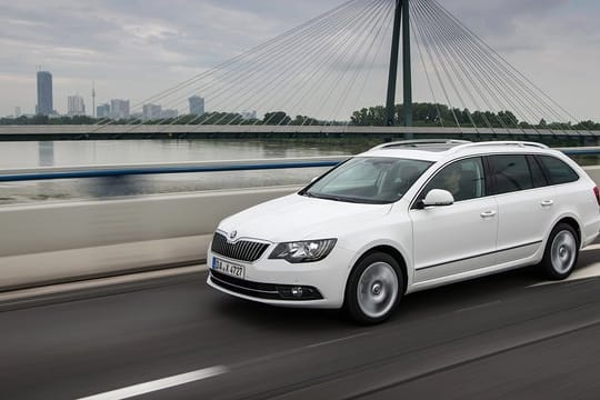 Platz da! Der Skoda Superb bietet seinen Besitzern speziell als Kombi massig Raum für Kind und Kegel.