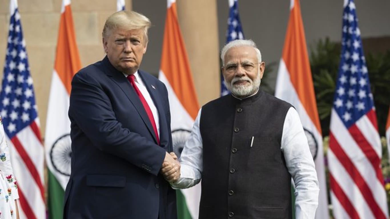 Donald Trump und Narendra Modi während ihres Treffens in Neu Delhi.