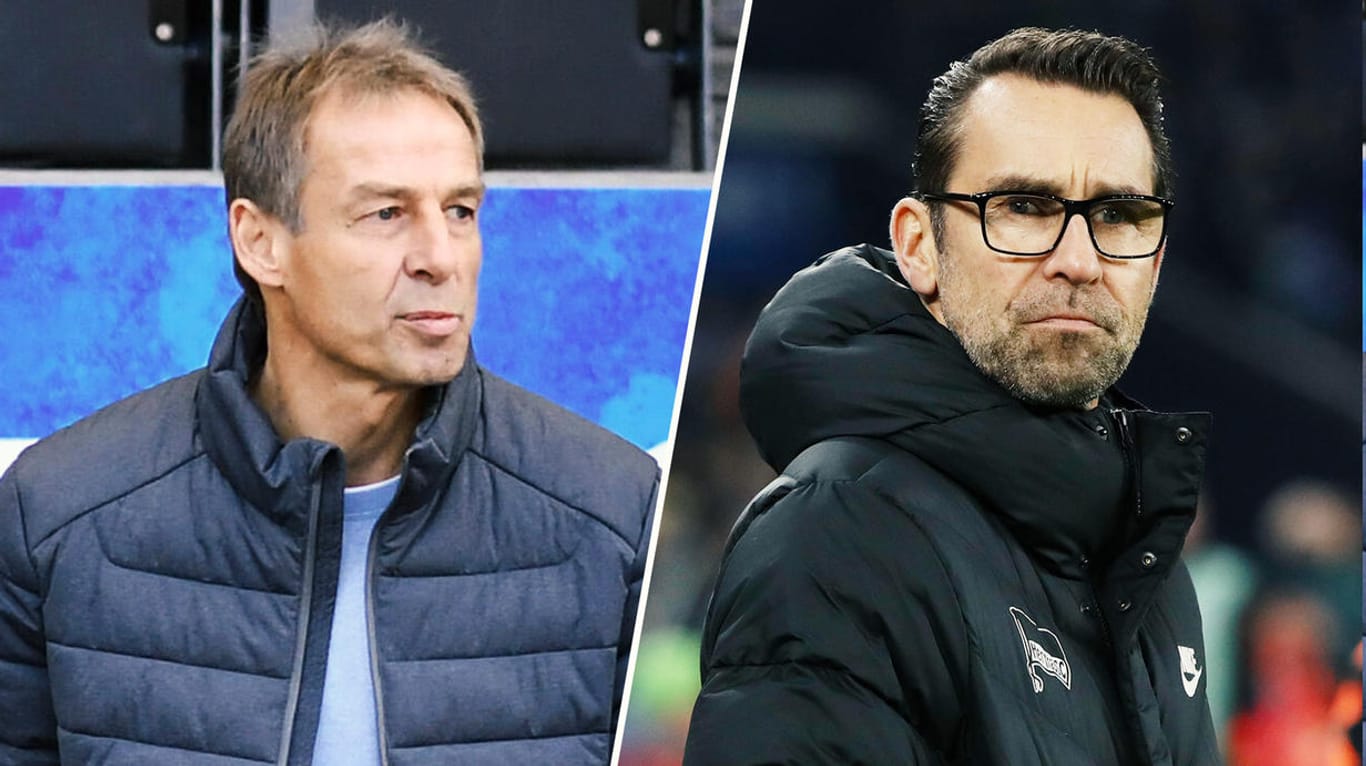 Clinch: Jürgen Klinsmann und Hertha-Geschäftsführer Michael Preetz.
