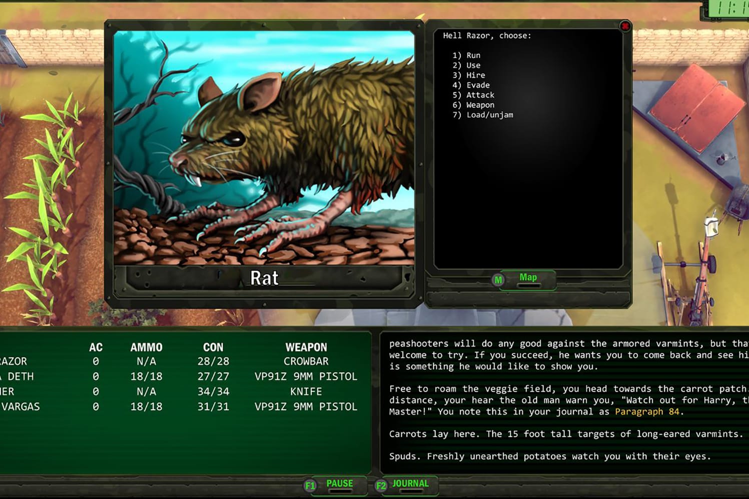 Bild einer Ratte aus dem Spiel "Wasteland Remastered": Eigentlich nur eine Ratte. Aber nach 100 Jahren Bestrahlung ist sie nicht mehr so friedlich, wie man heutige Ratten kennt.