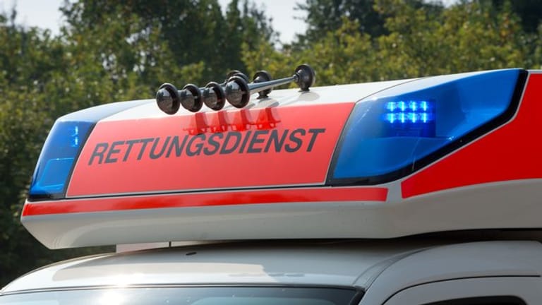 Blaulicht leuchtet auf einem Krankenwagen: In Sachsen-Anhalt sind zwei Menschen bei einem Flugzeugabsturz ums Leben gekommen.