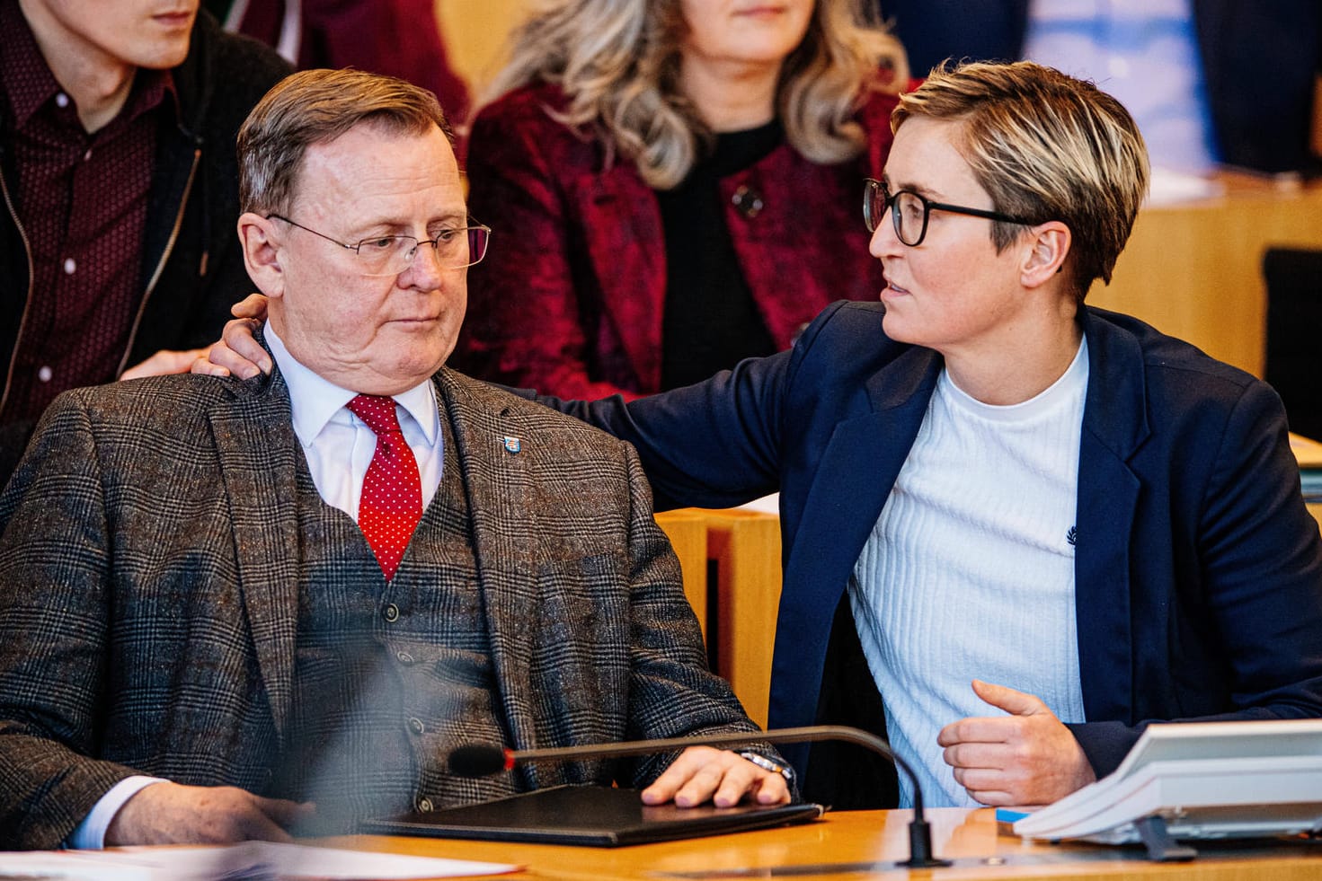 Hängende Gesichter am 5. Februar: Soeben hatte Bodo Ramelow auch im dritten Wahlgang die Mehrheit bei der Ministerpräsidentenwahl verfehlt.