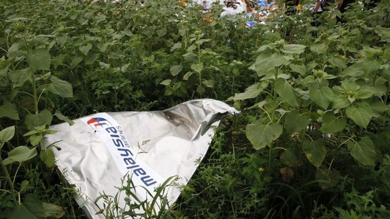 Ein Teil des Wracks der Boeing 777 der Malaysia Airlines liegt an der Absturzstelle nahe Donetsk.
